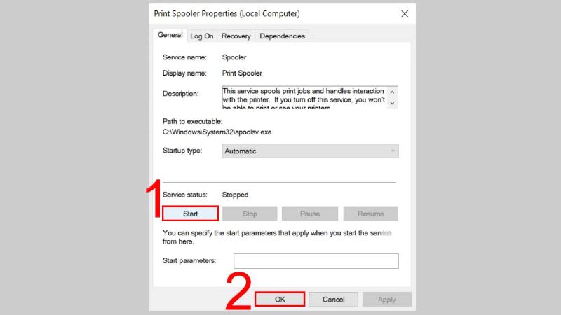 Thực hiện lệnh Start để ho&agrave;n th&agrave;nh